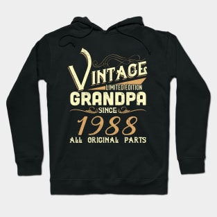 Vintage Grandpa Since 1988 Funny Man Myth Legend Daddy Hoodie